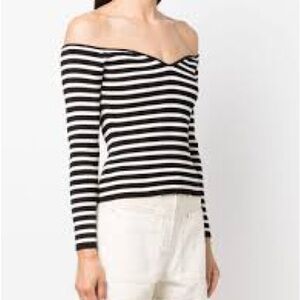 Ba&sh Owais striped ribbed over the shoulders top size s